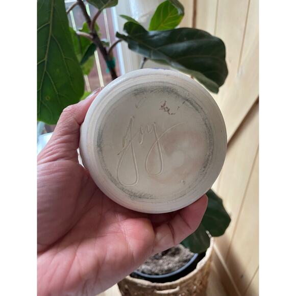 Signed pottery coffee mug blue and white EUC - Picture 4 of 7